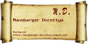 Mansberger Dorottya névjegykártya